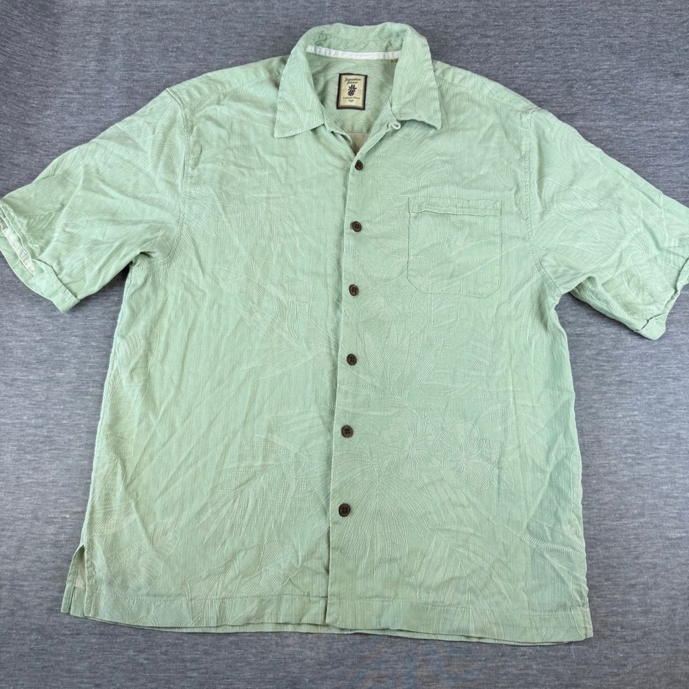 Jamaica Jaxx Men's 100% Silk Palm Tree Leaf Print Button Down Casual Shirt